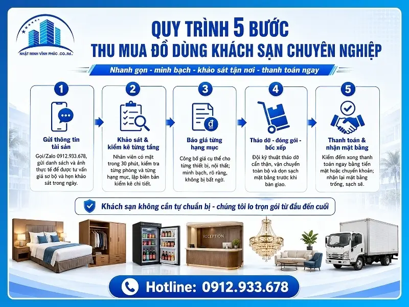Quy trình 5 bước thu mua đồ dùng khách sạn chuyên nghiệp