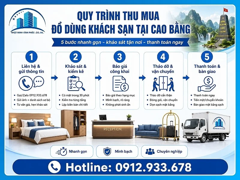 Quy trình 5 bước thu mua đồ dùng khách sạn tại Cao Bằng