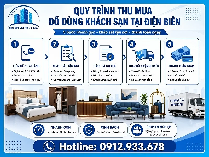 5 bước thu mua đồ dùng khách sạn tại Điện Biên