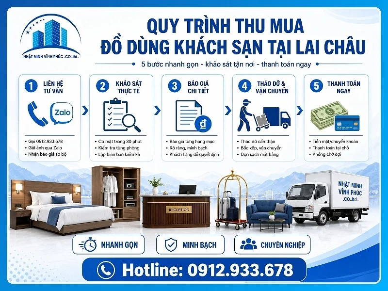 Quy trình 5 bước thu mua đồ dùng khách sạn tại Lai Châu