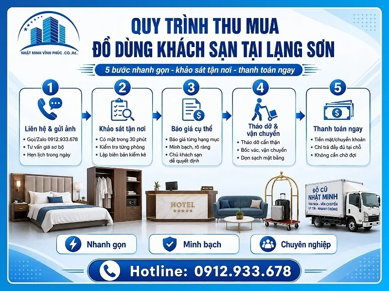 Quy trình 5 bước thu mua đồ dùng khách sạn tại Lạng Sơn