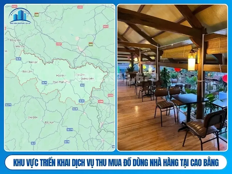 Khu vực triển khai dịch vụ thu mua đồ dùng nhà hàng tại Cao Bằng