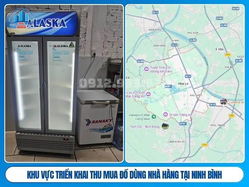 Khu vực triển khai thu mua đồ dùng nhà hàng tại Ninh Bình