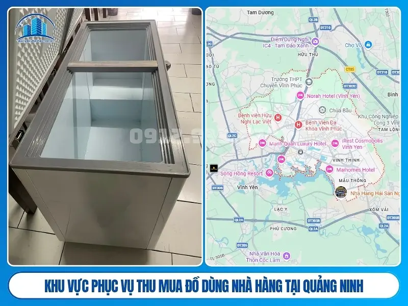 Khu vực phục vụ thu mua đồ dùng nhà hàng tại Quảng Ninh